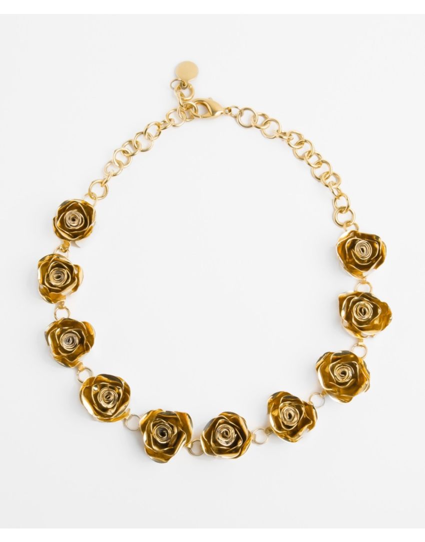 Collar con Flores en Baño de Oro 22kt