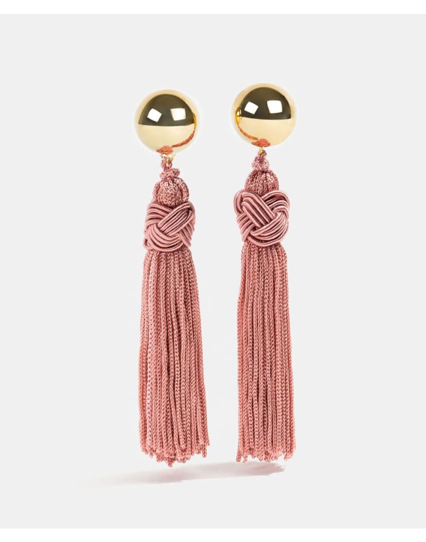 Aretes con Hilos de Seda Rosa