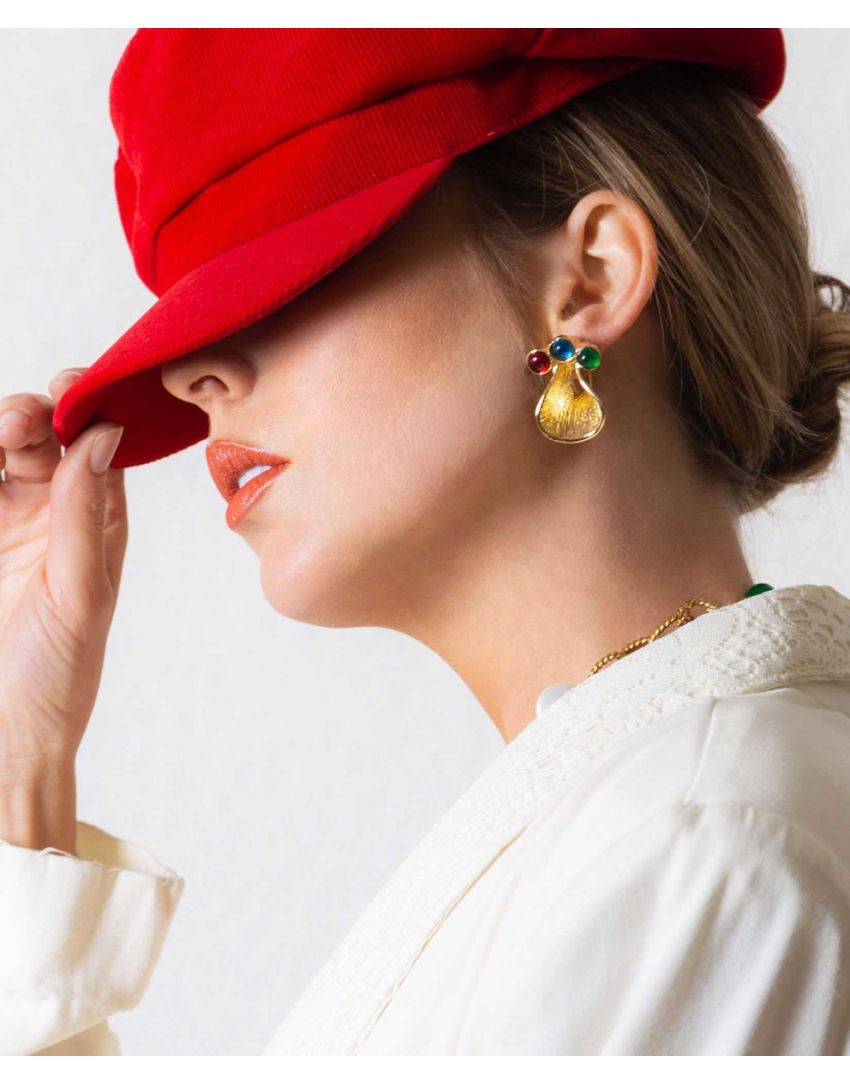 Aretes con Piedras de Colores