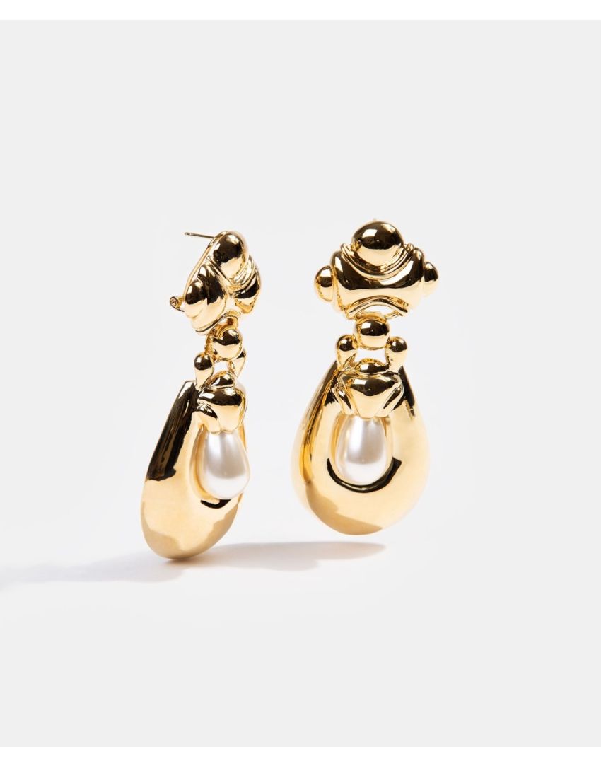 Aretes Ovalo con Baño de Oro