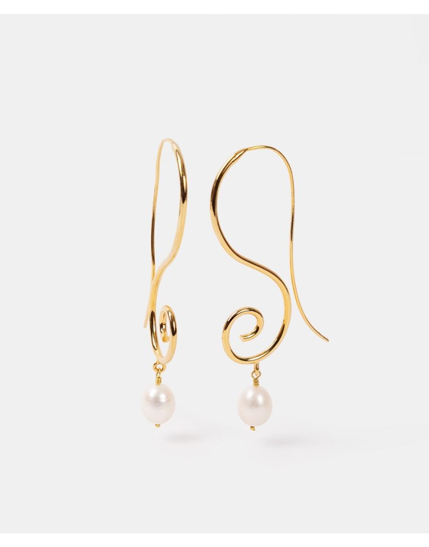 Aretes con Perla en Baño de Oro